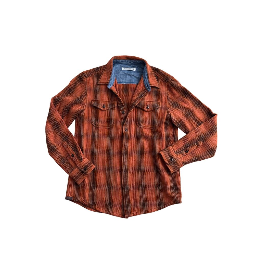 Outerknown Blanker Shirt Orange Plaid Medium